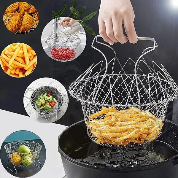 Stainless Steel Multifunctional Folding Frying Chef Basket