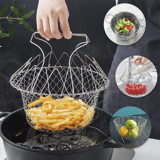 Stainless Steel Multifunctional Folding Frying Chef Basket