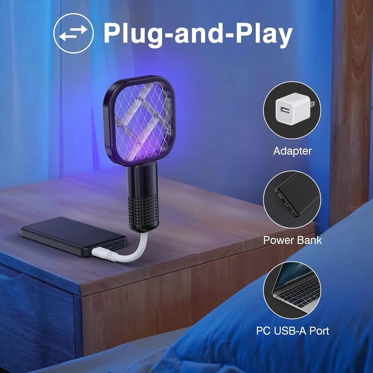 USB Portable Mini Mosquito Racket With UV Light