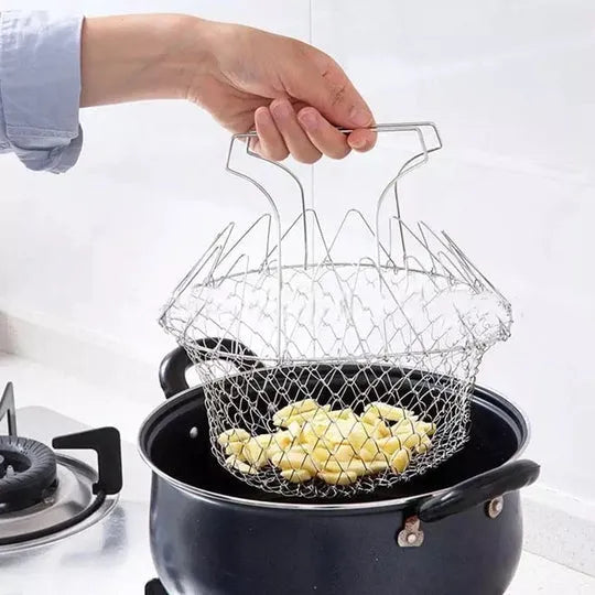 Stainless Steel Multifunctional Folding Frying Chef Basket