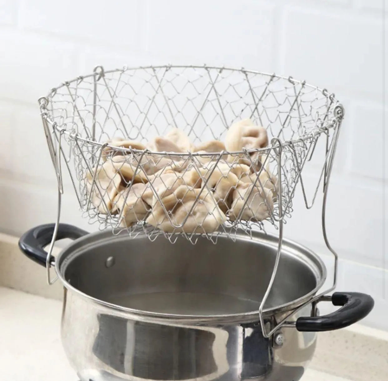 Stainless Steel Multifunctional Folding Frying Chef Basket