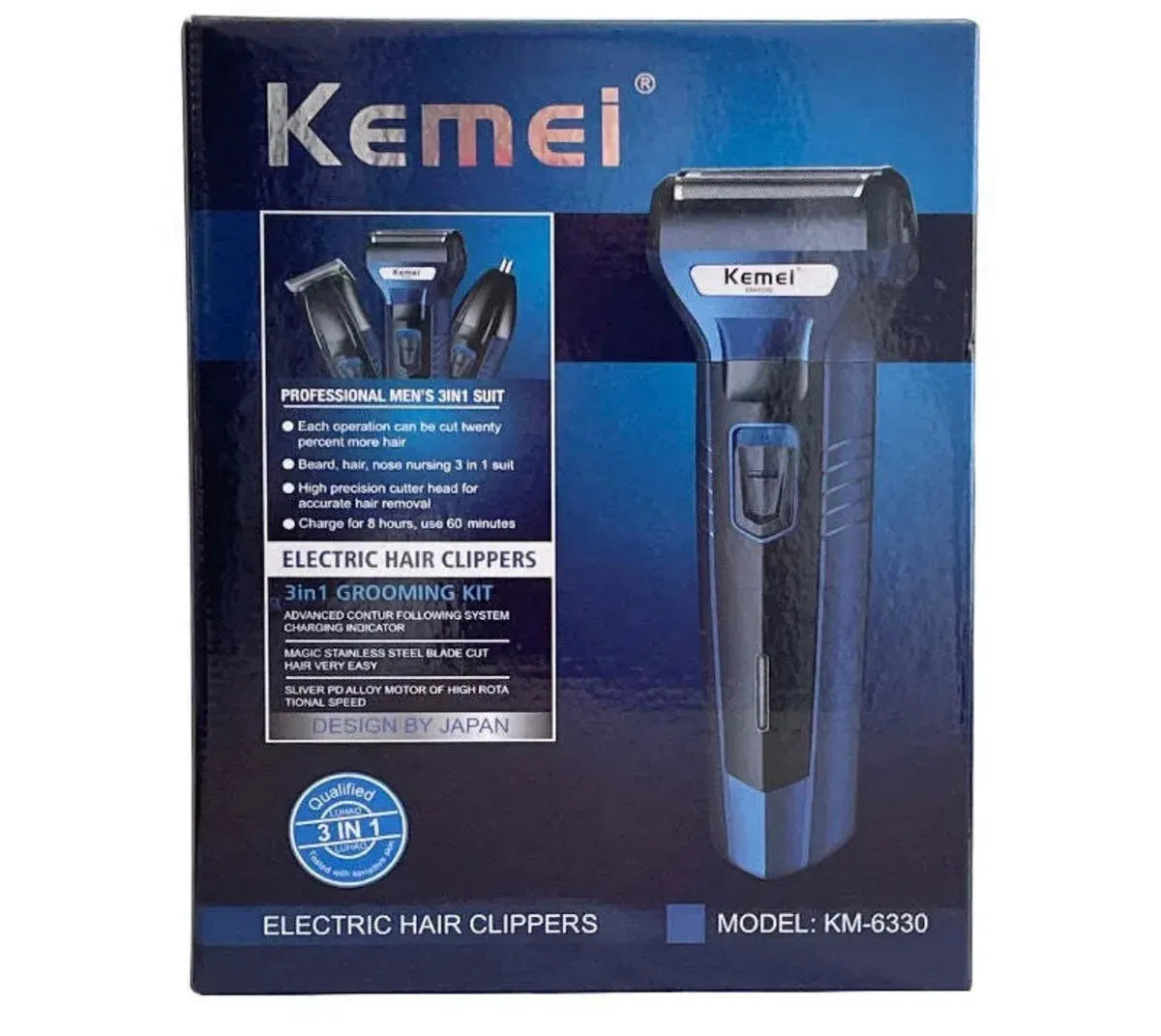KEMEI 3 in 1 Rechargeable Hair Clipper Trimmer & Shaver